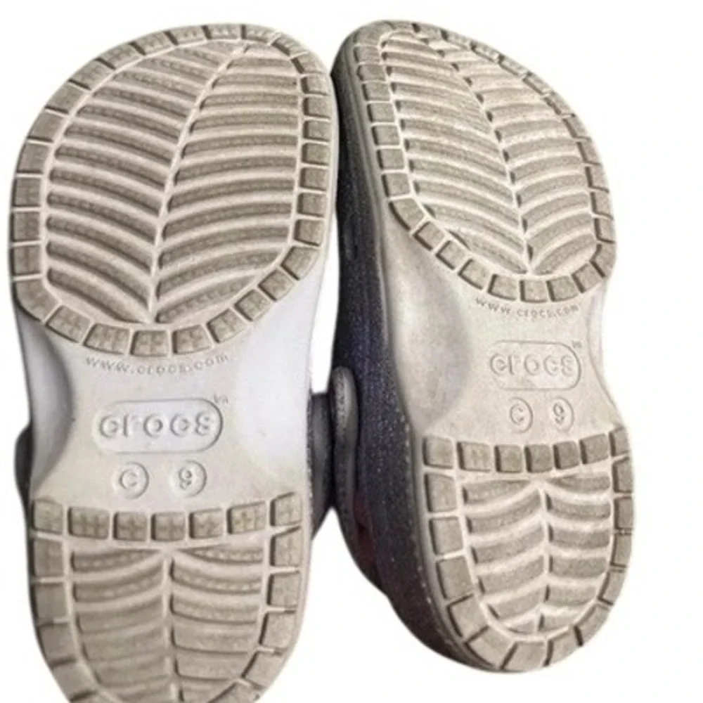 Crocs Kids‎ Classic Glitter Clogs Shoes purple Sparkle Comfort Casual